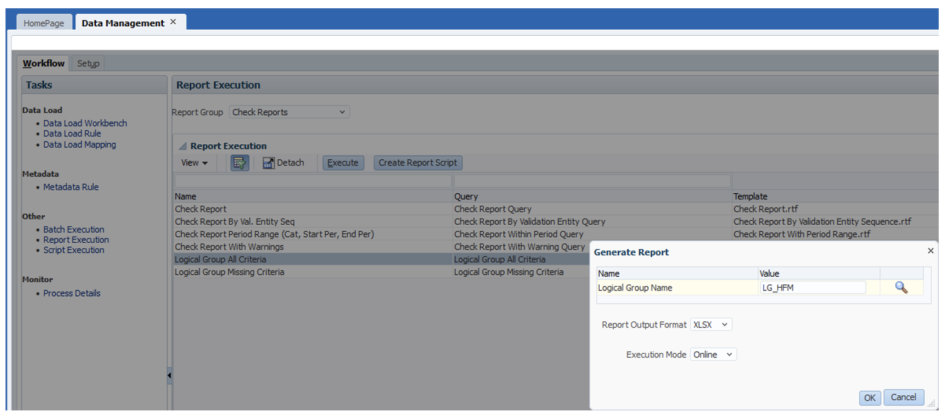 Logic group criteria Oracle FDMEE 2